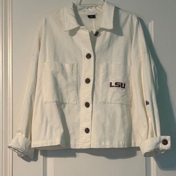 Women's Ivory Corduroy Jacket with LSU Embroidered Logo - Picture 1 of 5